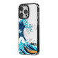 The Great Wave By Katsushika Hokusai iPhone 14 Pro Max Black Impact Case Side Angle on Silver phone