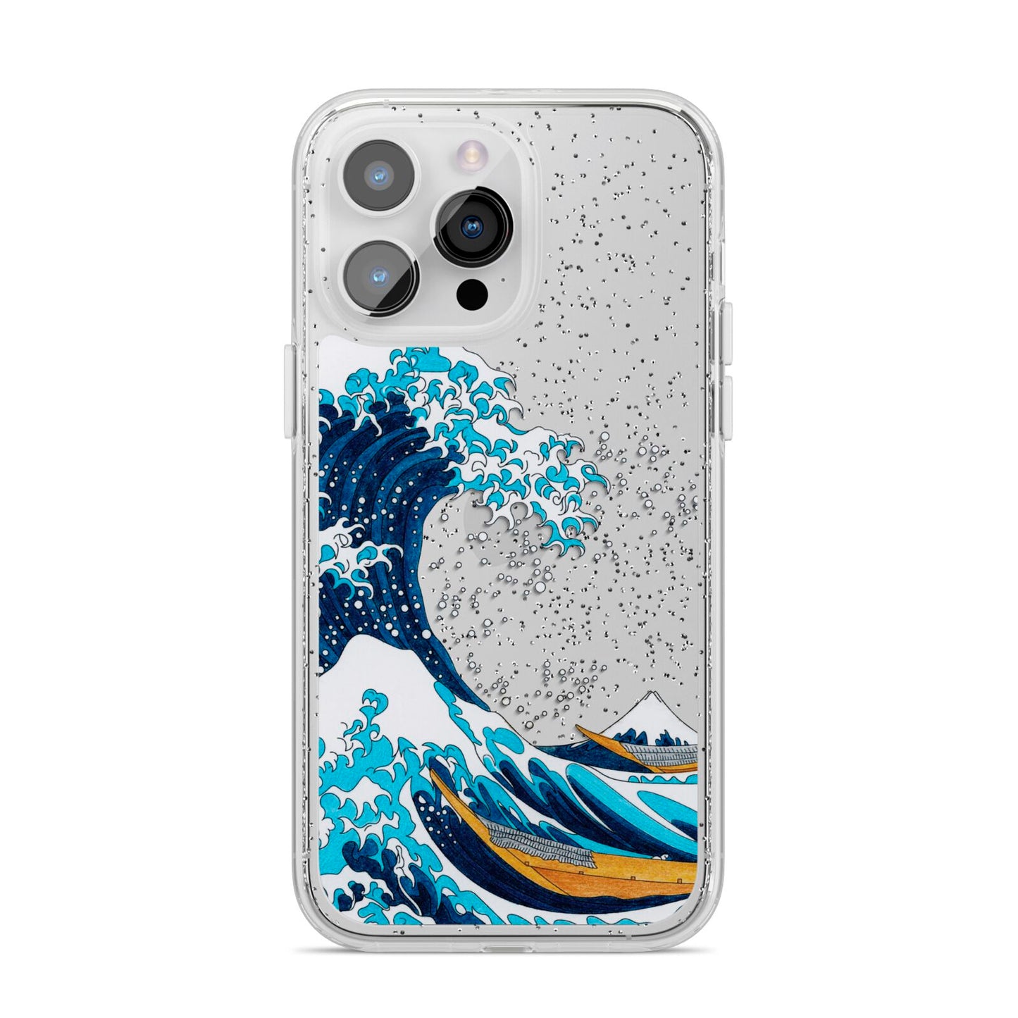 The Great Wave By Katsushika Hokusai iPhone 14 Pro Max Glitter Tough Case Silver