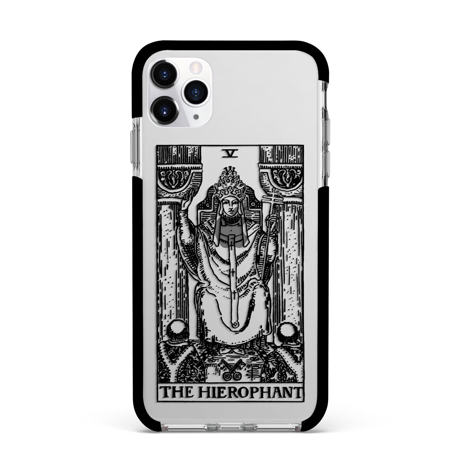 The Hierophant Monochrome Tarot Card Apple iPhone 11 Pro Max in Silver with Black Impact Case
