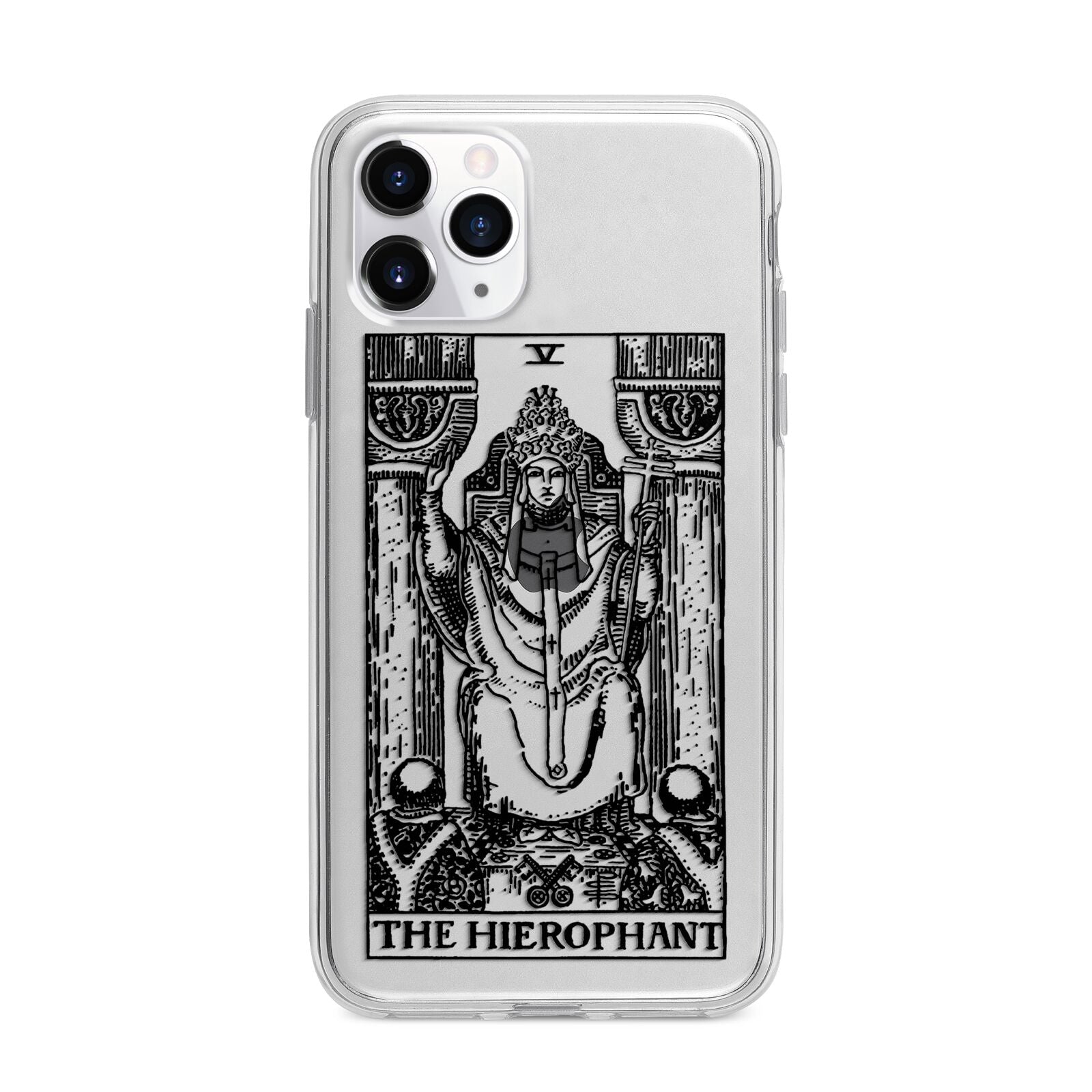 The Hierophant Monochrome Tarot Card Apple iPhone 11 Pro Max in Silver with Bumper Case