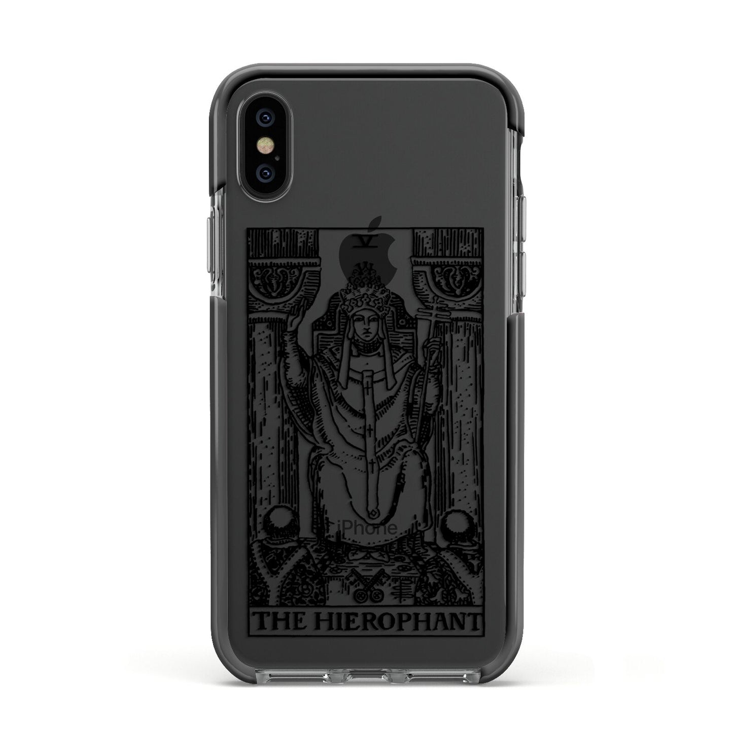 The Hierophant Monochrome Tarot Card Apple iPhone Xs Impact Case Black Edge on Black Phone