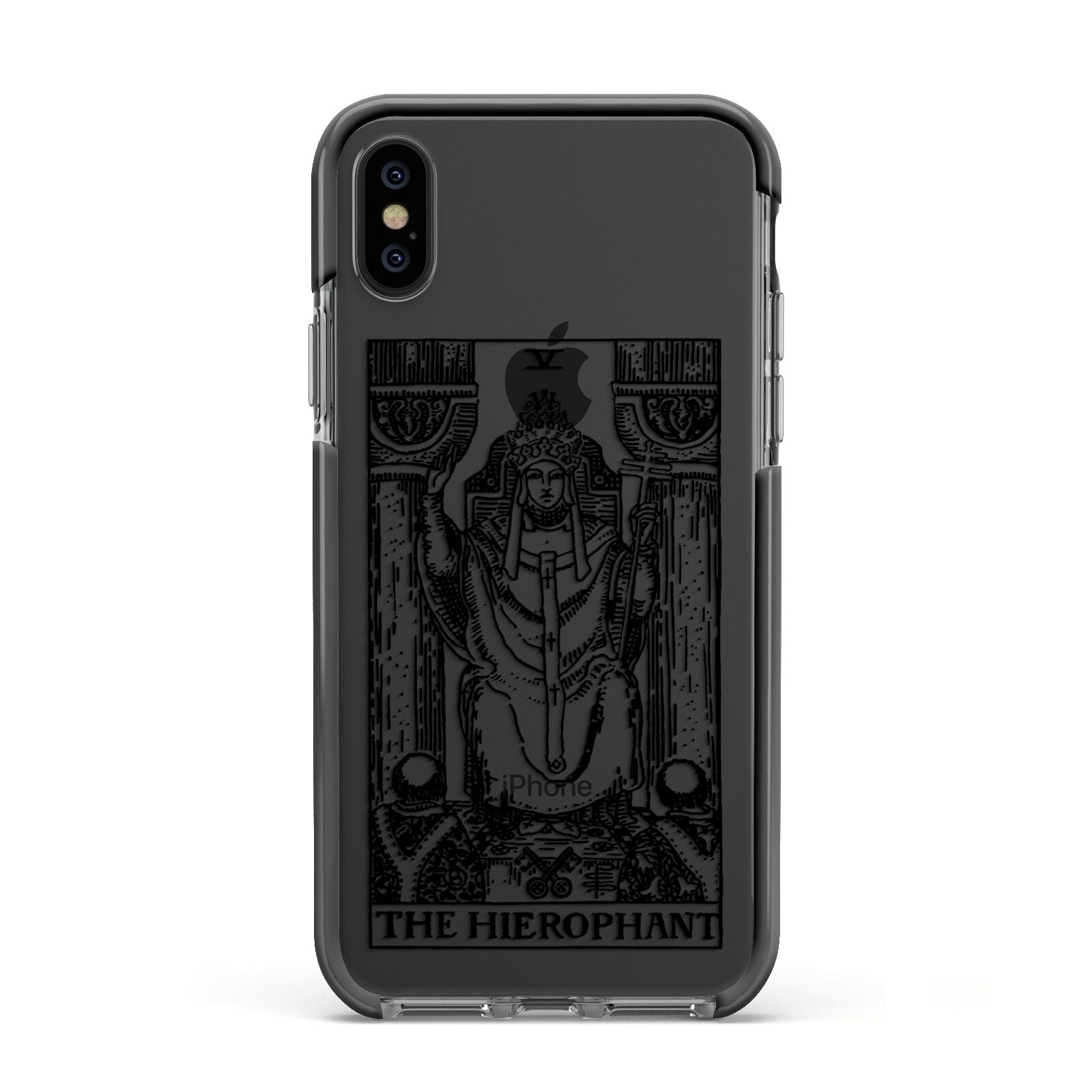 The Hierophant Monochrome Tarot Card Apple iPhone Xs Impact Case Black Edge on Black Phone