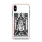 The Hierophant Monochrome Tarot Card Apple iPhone Xs Impact Case Pink Edge on Silver Phone