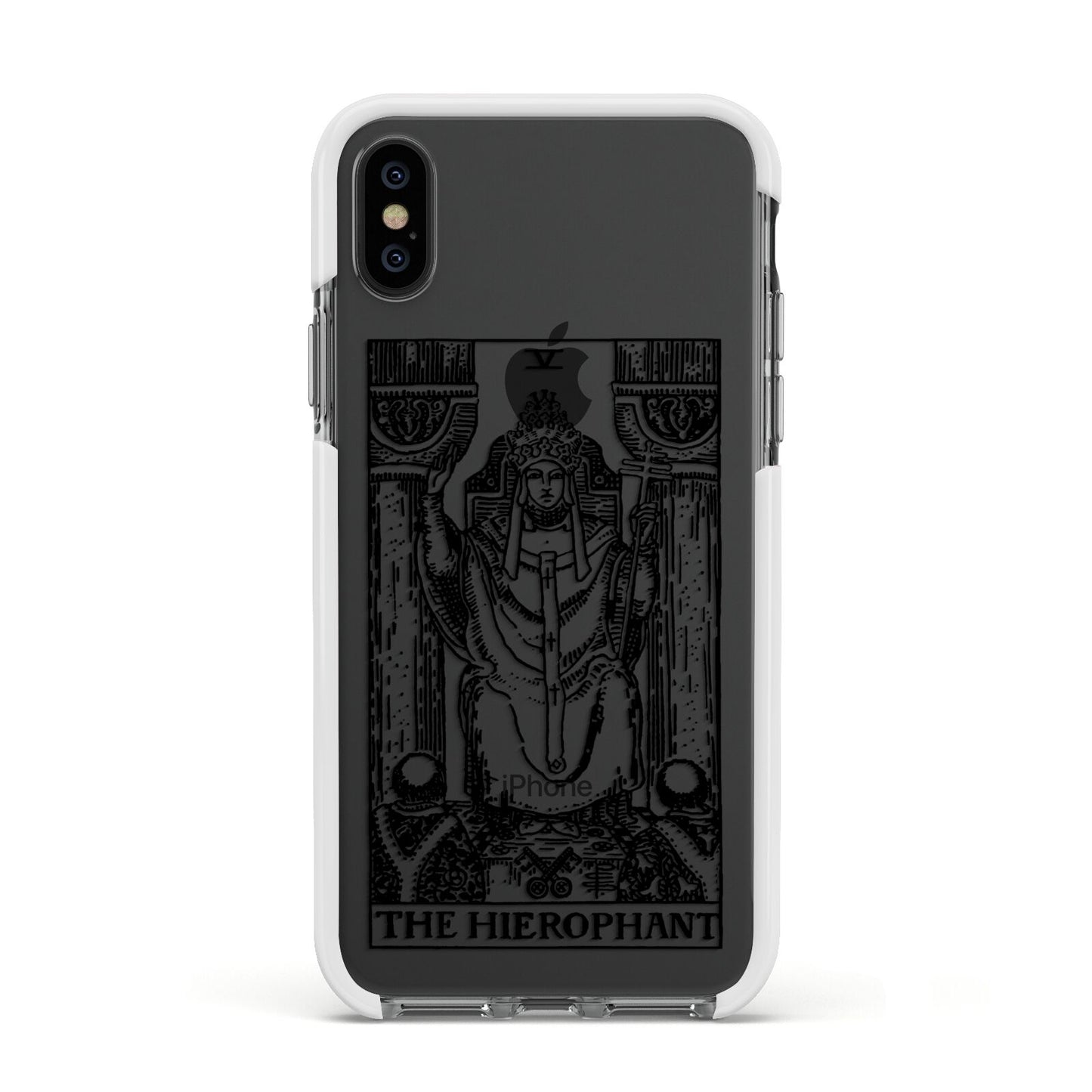 The Hierophant Monochrome Tarot Card Apple iPhone Xs Impact Case White Edge on Black Phone