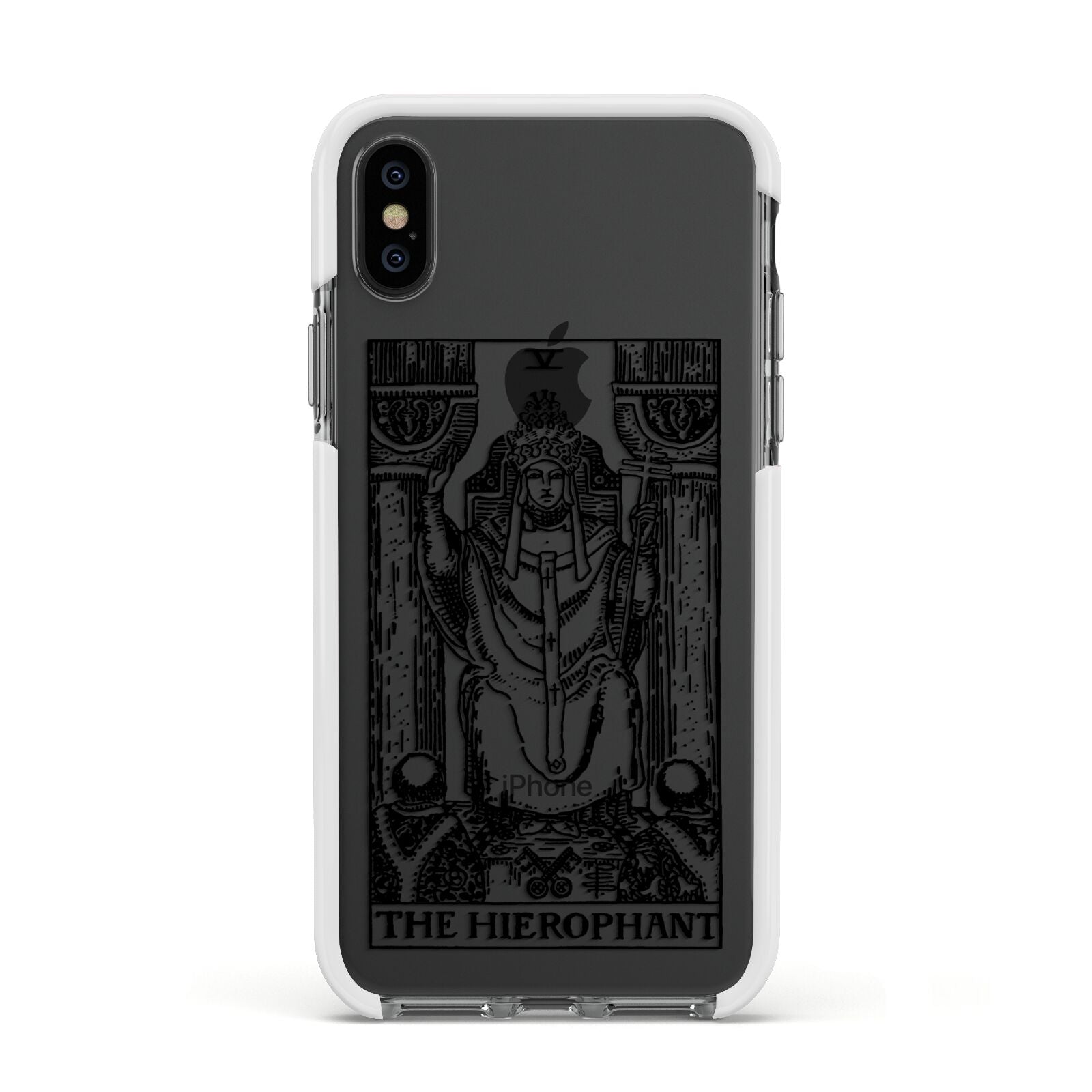 The Hierophant Monochrome Tarot Card Apple iPhone Xs Impact Case White Edge on Black Phone