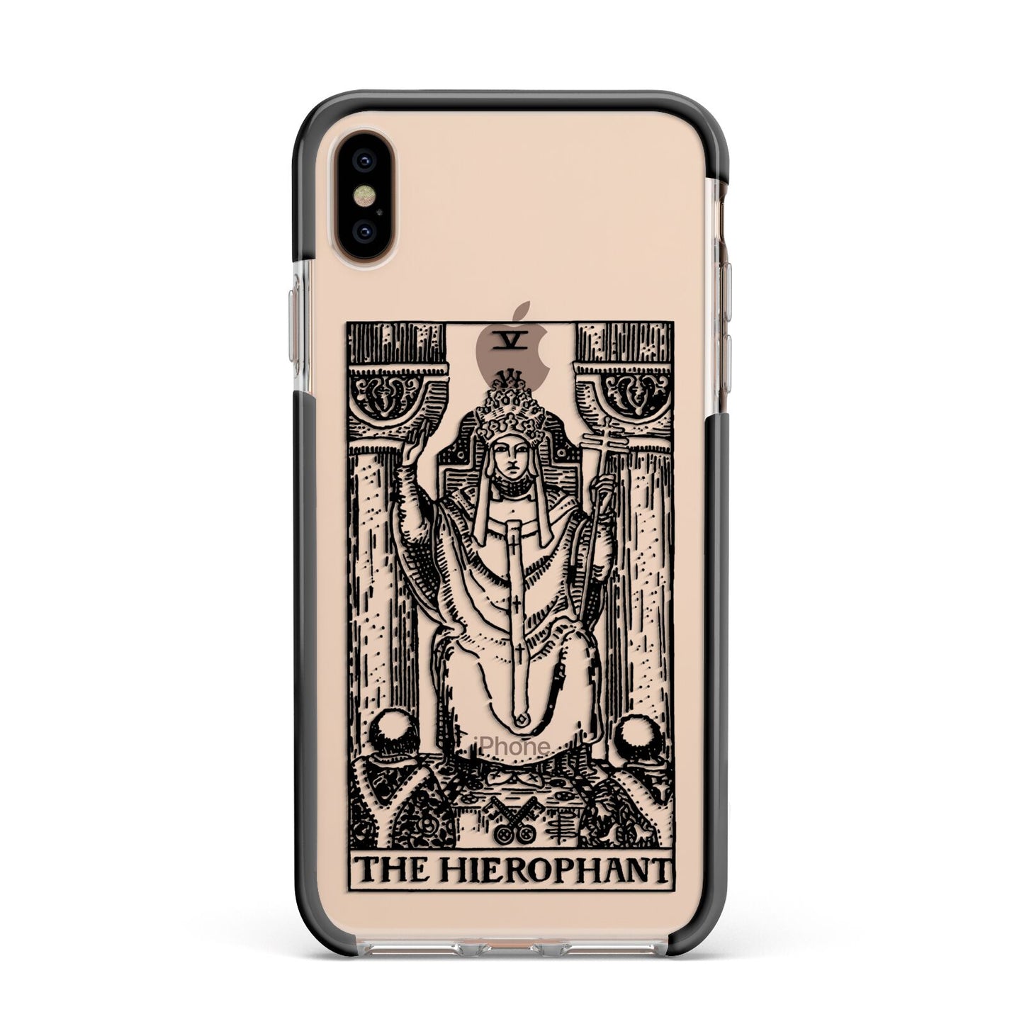 The Hierophant Monochrome Tarot Card Apple iPhone Xs Max Impact Case Black Edge on Gold Phone