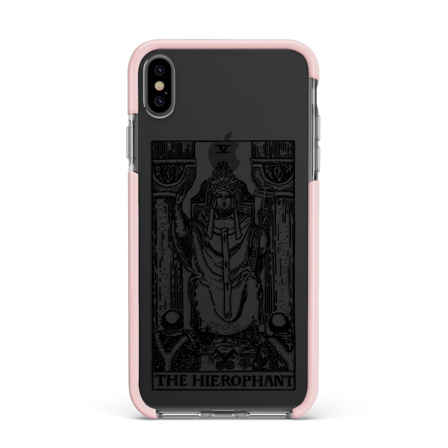 The Hierophant Monochrome Tarot Card Apple iPhone Xs Max Impact Case Pink Edge on Black Phone