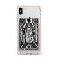 The Hierophant Monochrome Tarot Card Apple iPhone Xs Max Impact Case Pink Edge on Silver Phone
