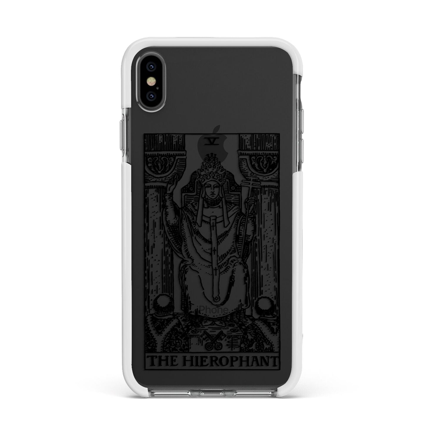 The Hierophant Monochrome Tarot Card Apple iPhone Xs Max Impact Case White Edge on Black Phone