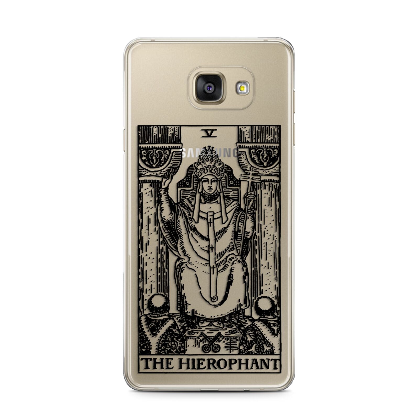 The Hierophant Monochrome Tarot Card Samsung Galaxy A7 2016 Case on gold phone