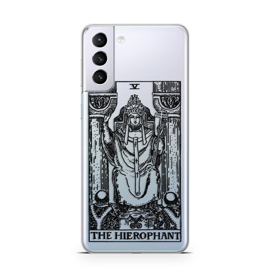 The Hierophant Monochrome Tarot Card Samsung S21 Plus Phone Case