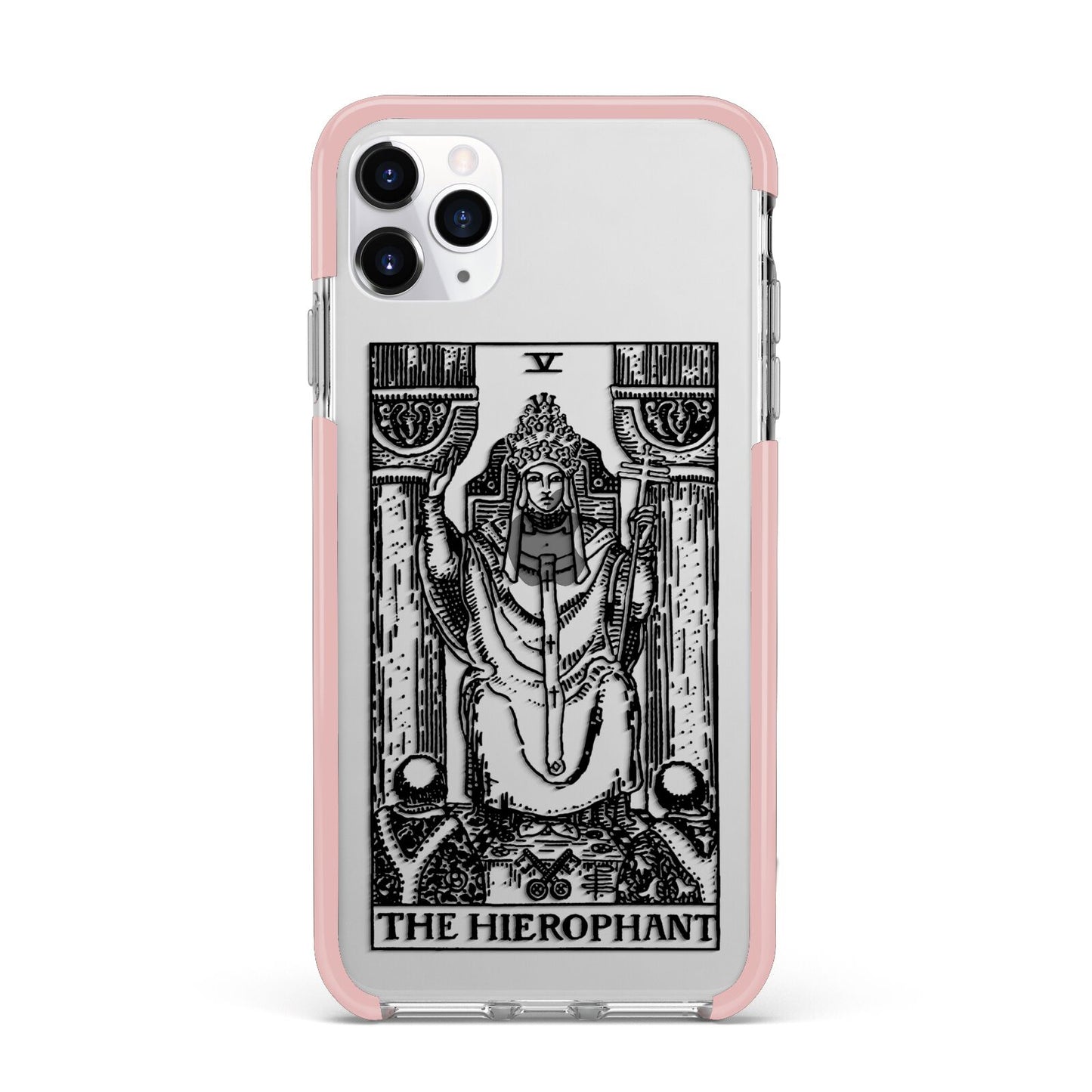 The Hierophant Monochrome Tarot Card iPhone 11 Pro Max Impact Pink Edge Case