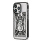 The Hierophant Monochrome Tarot Card iPhone 13 Pro Black Impact Case Side Angle on Silver phone