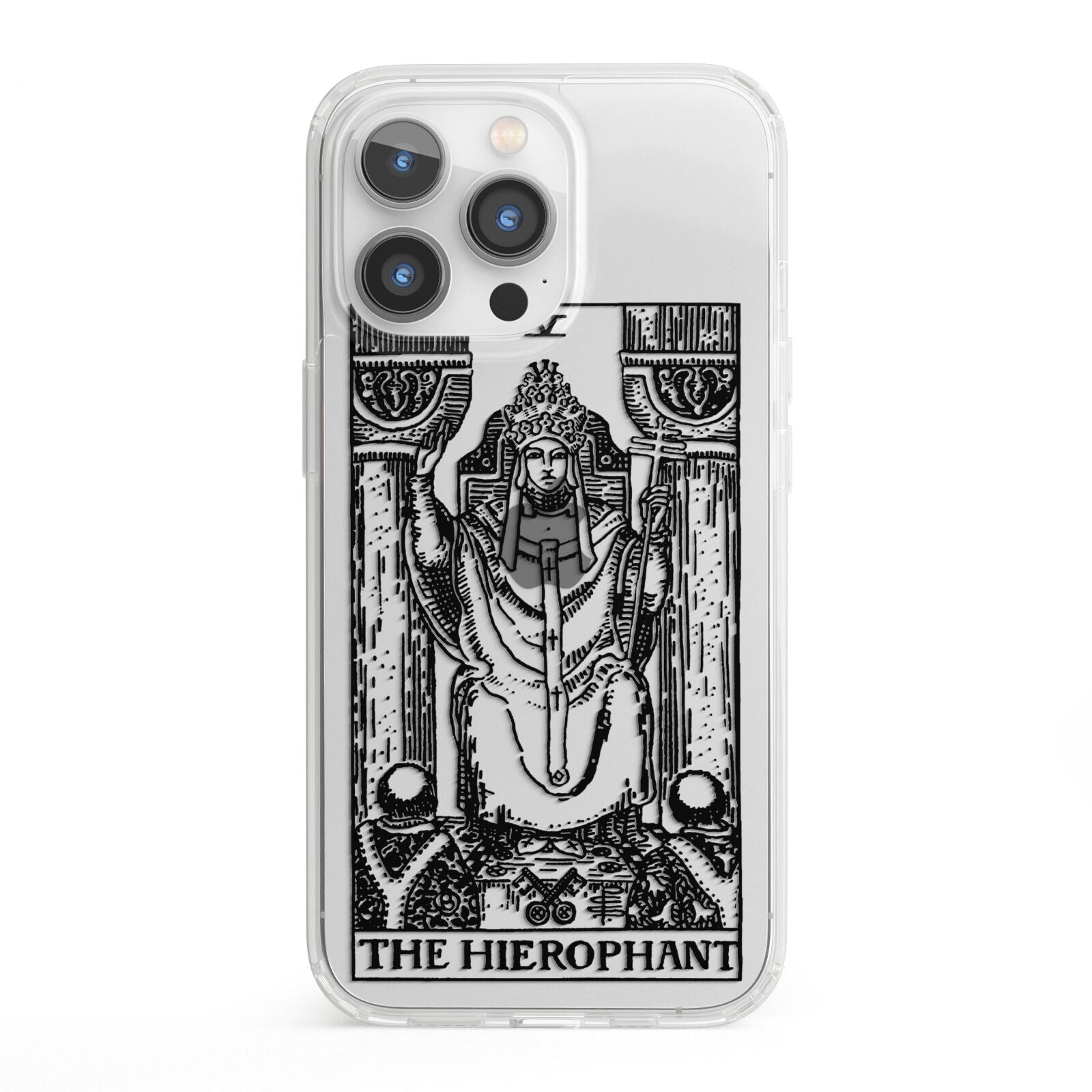 The Hierophant Monochrome Tarot Card iPhone 13 Pro Clear Bumper Case