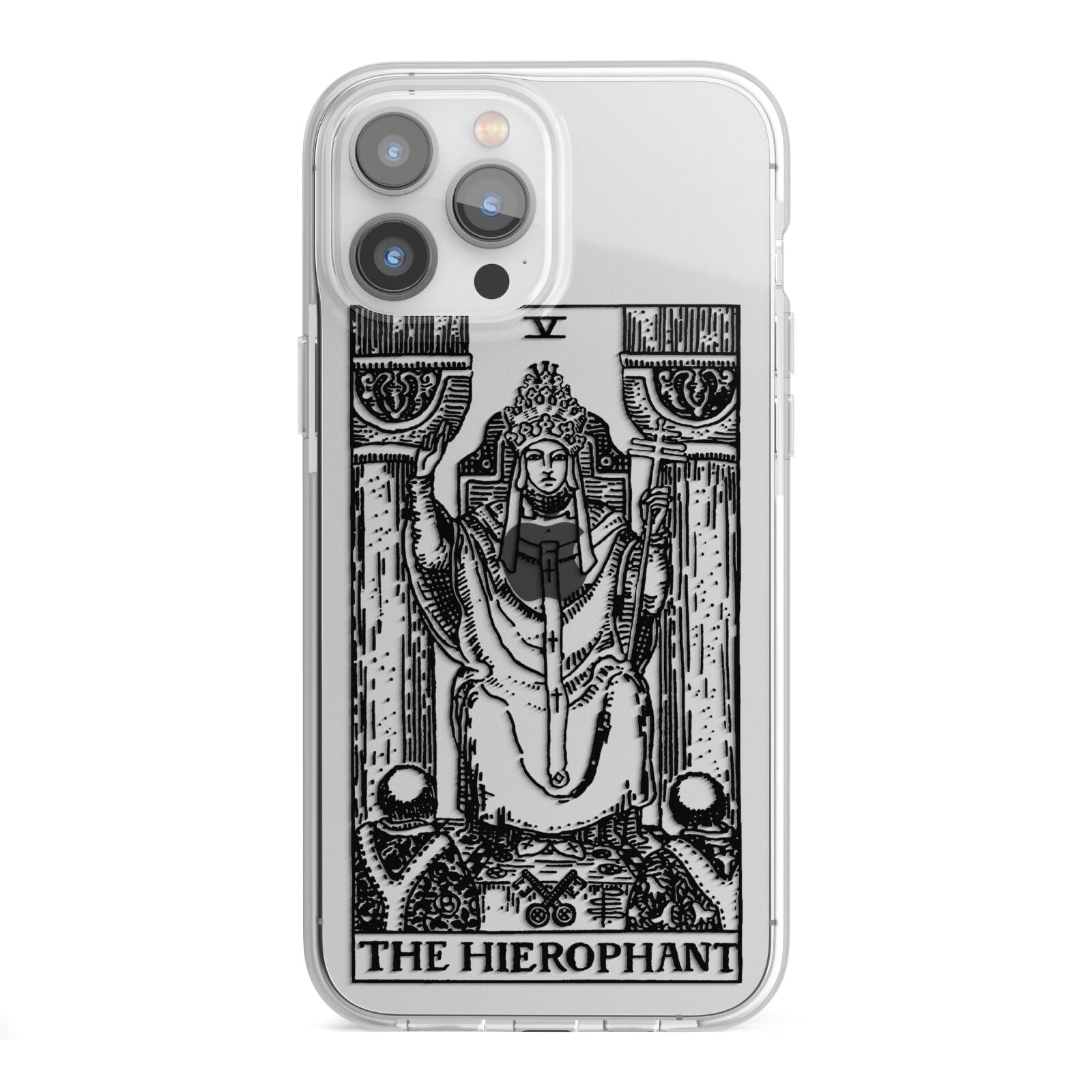 The Hierophant Monochrome Tarot Card iPhone 13 Pro Max TPU Impact Case with White Edges