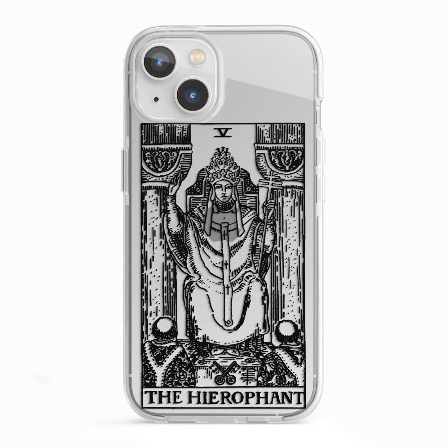 The Hierophant Monochrome Tarot Card iPhone 13 TPU Impact Case with White Edges