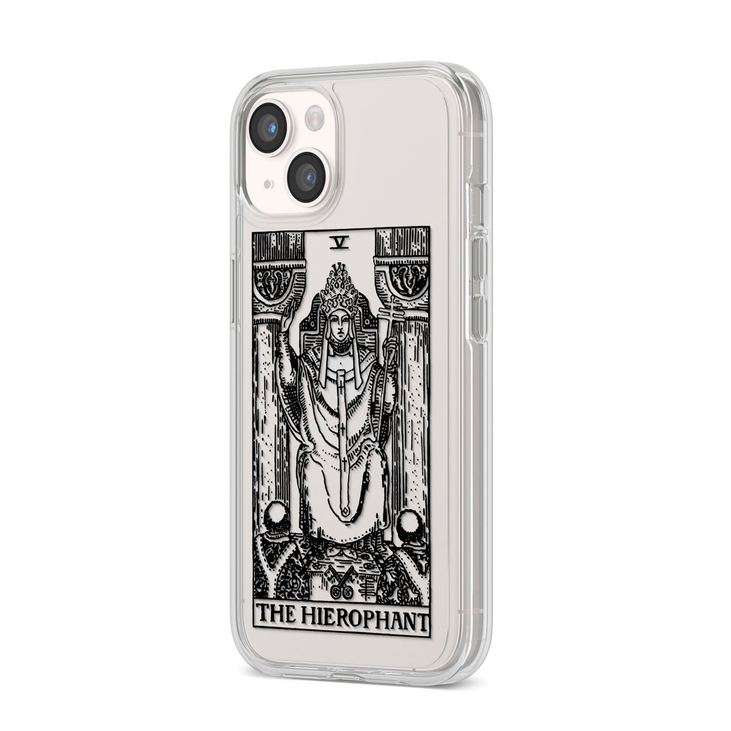 The Hierophant Monochrome Tarot Card iPhone 14 Clear Tough Case Starlight Angled Image