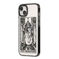 The Hierophant Monochrome Tarot Card iPhone 14 Plus Black Impact Case Side Angle on Silver phone