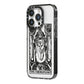 The Hierophant Monochrome Tarot Card iPhone 14 Pro Black Impact Case Side Angle on Silver phone