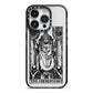 The Hierophant Monochrome Tarot Card iPhone 14 Pro Black Impact Case on Silver phone