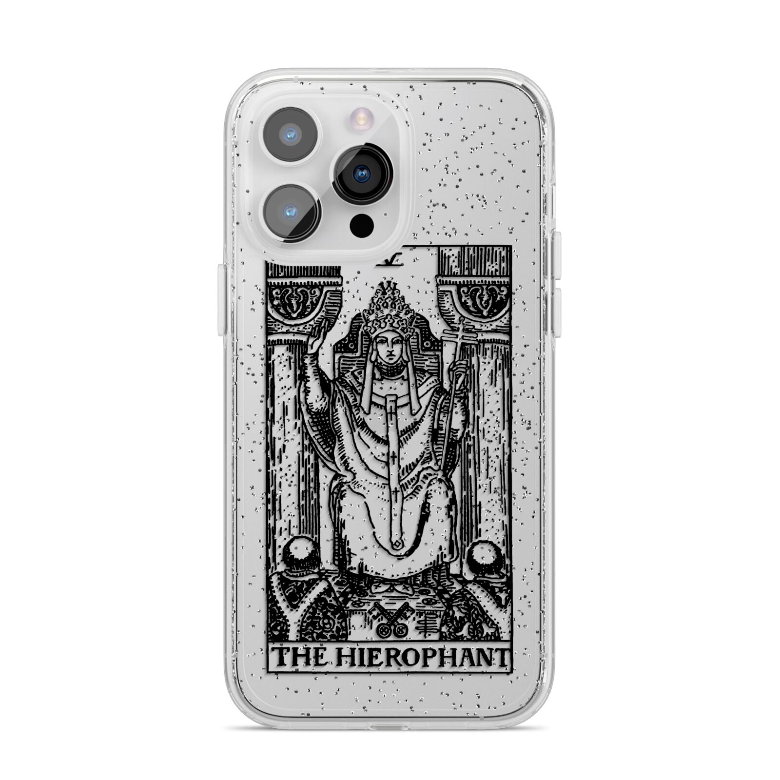 The Hierophant Monochrome Tarot Card iPhone 14 Pro Max Glitter Tough Case Silver