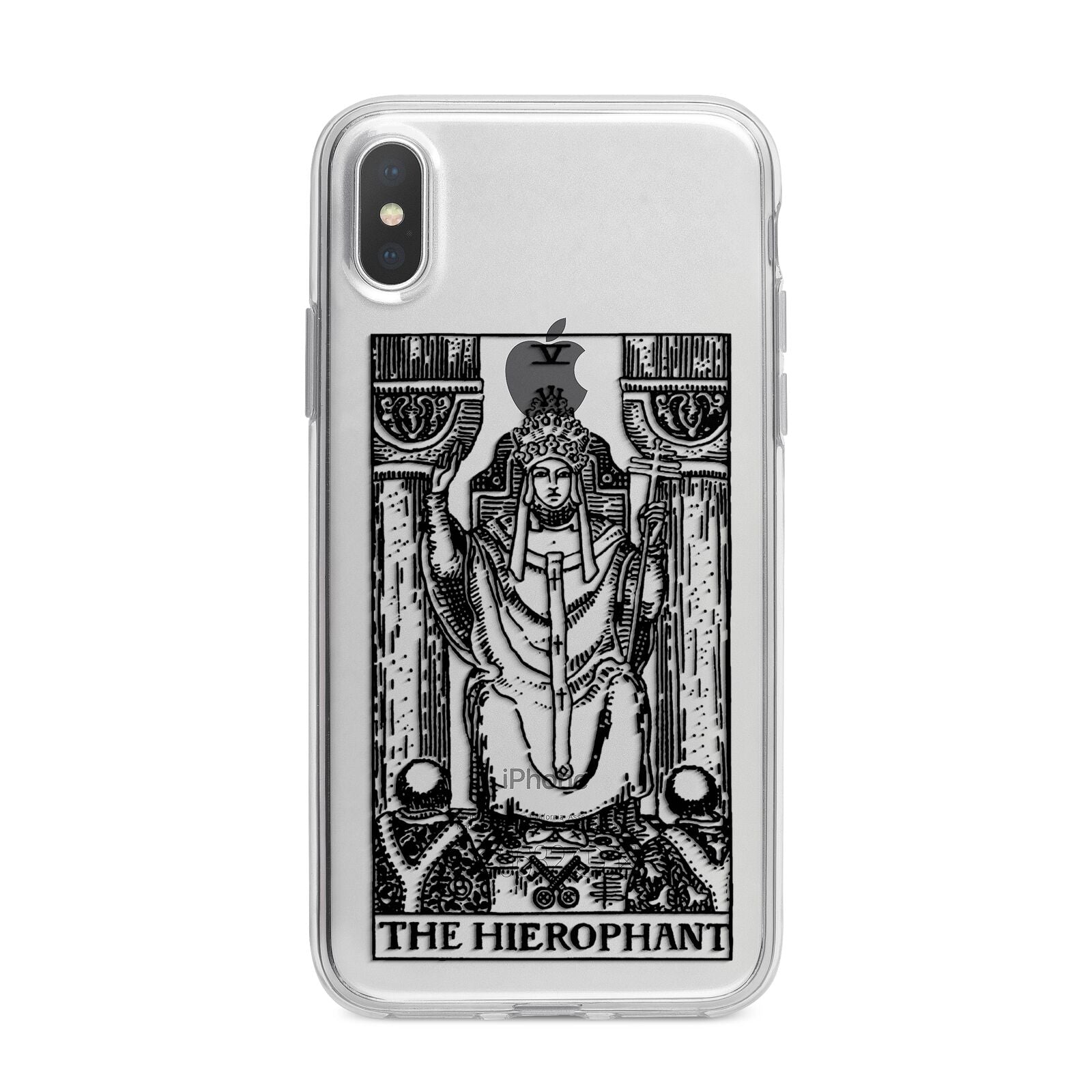 The Hierophant Monochrome Tarot Card iPhone X Bumper Case on Silver iPhone Alternative Image 1