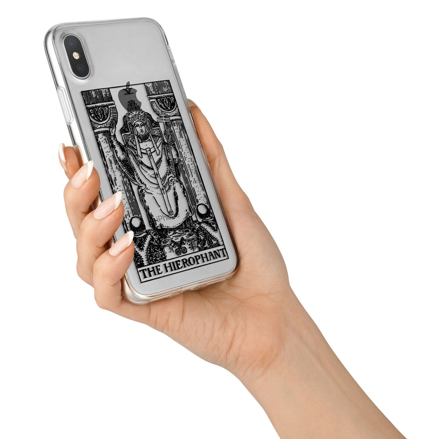 The Hierophant Monochrome Tarot Card iPhone X Bumper Case on Silver iPhone Alternative Image 2