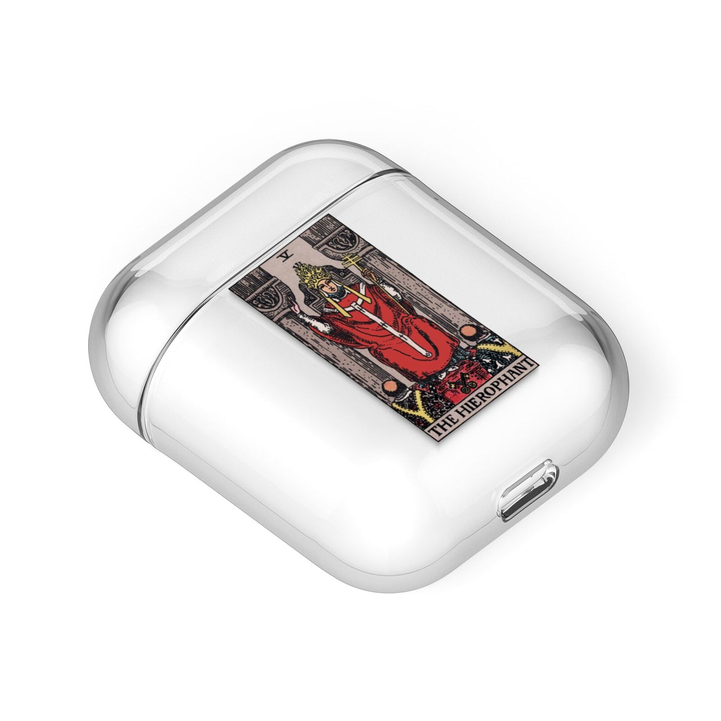 The Hierophant Tarot Card AirPods Case Laid Flat