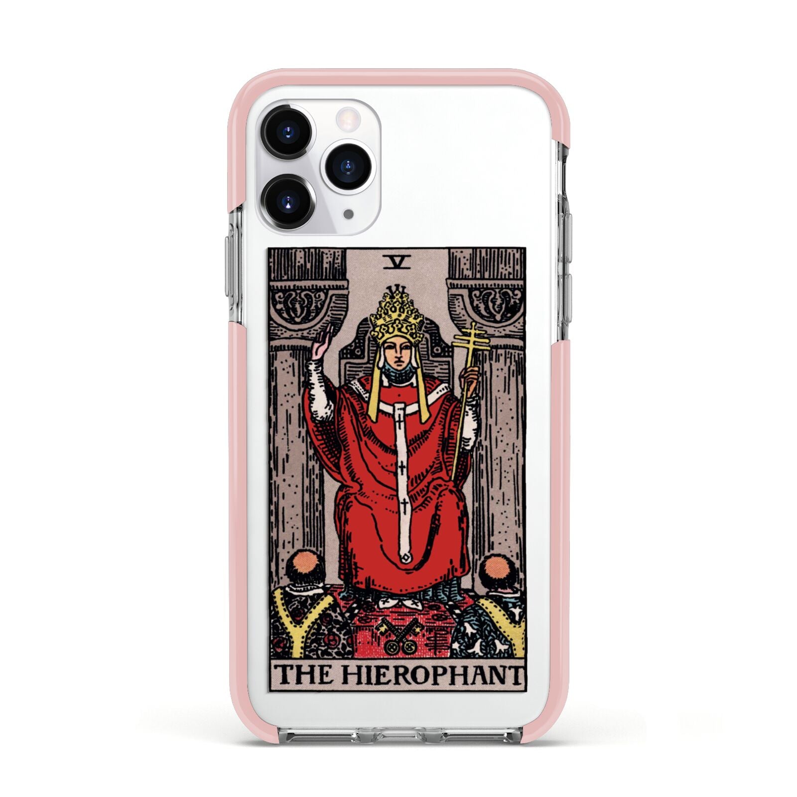 The Hierophant Tarot Card Apple iPhone 11 Pro in Silver with Pink Impact Case