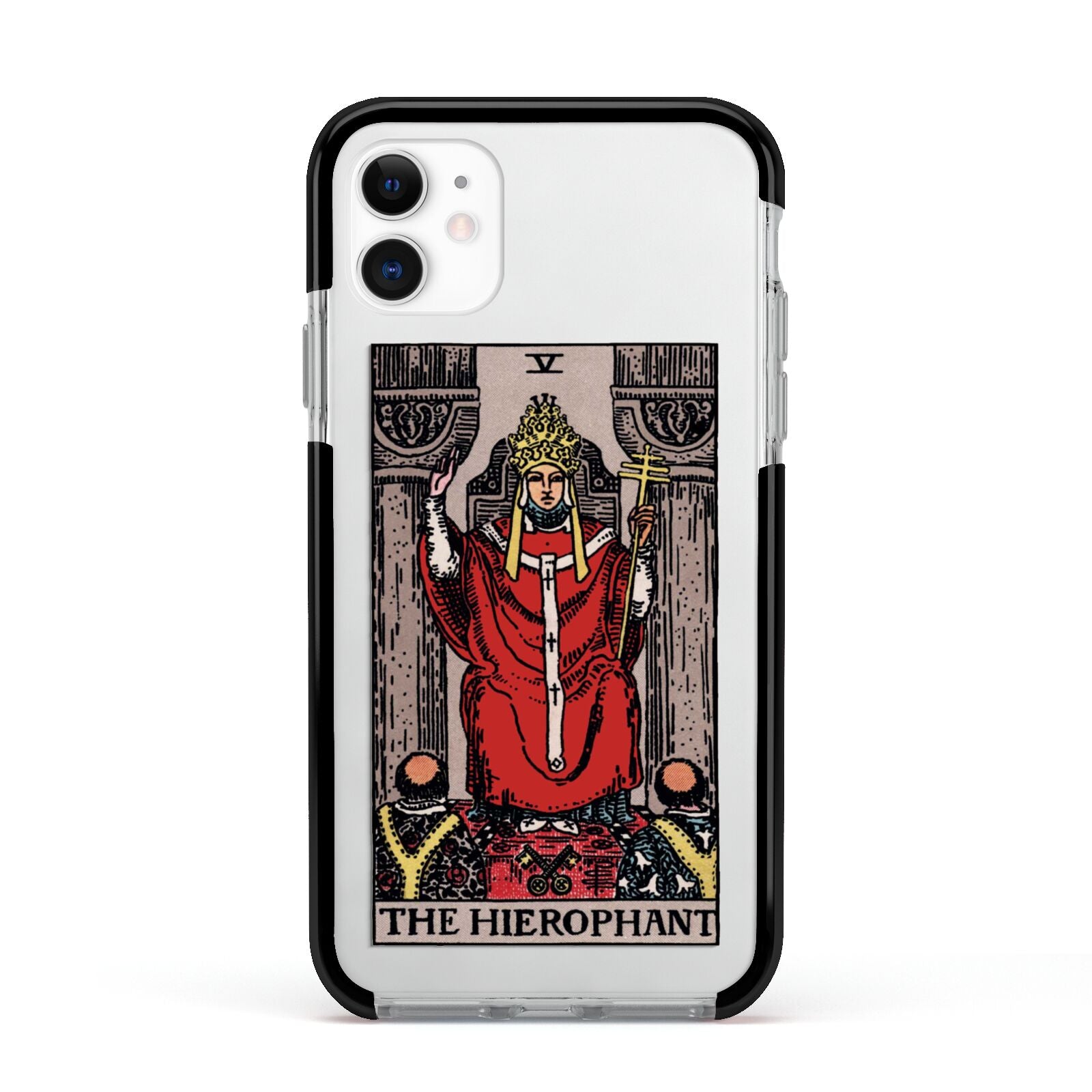 The Hierophant Tarot Card Apple iPhone 11 in White with Black Impact Case