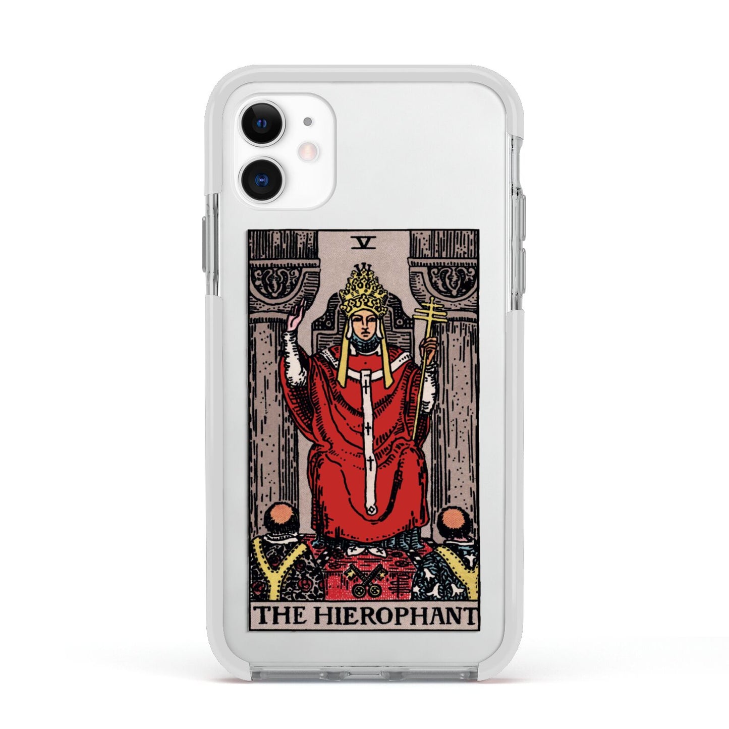 The Hierophant Tarot Card Apple iPhone 11 in White with White Impact Case