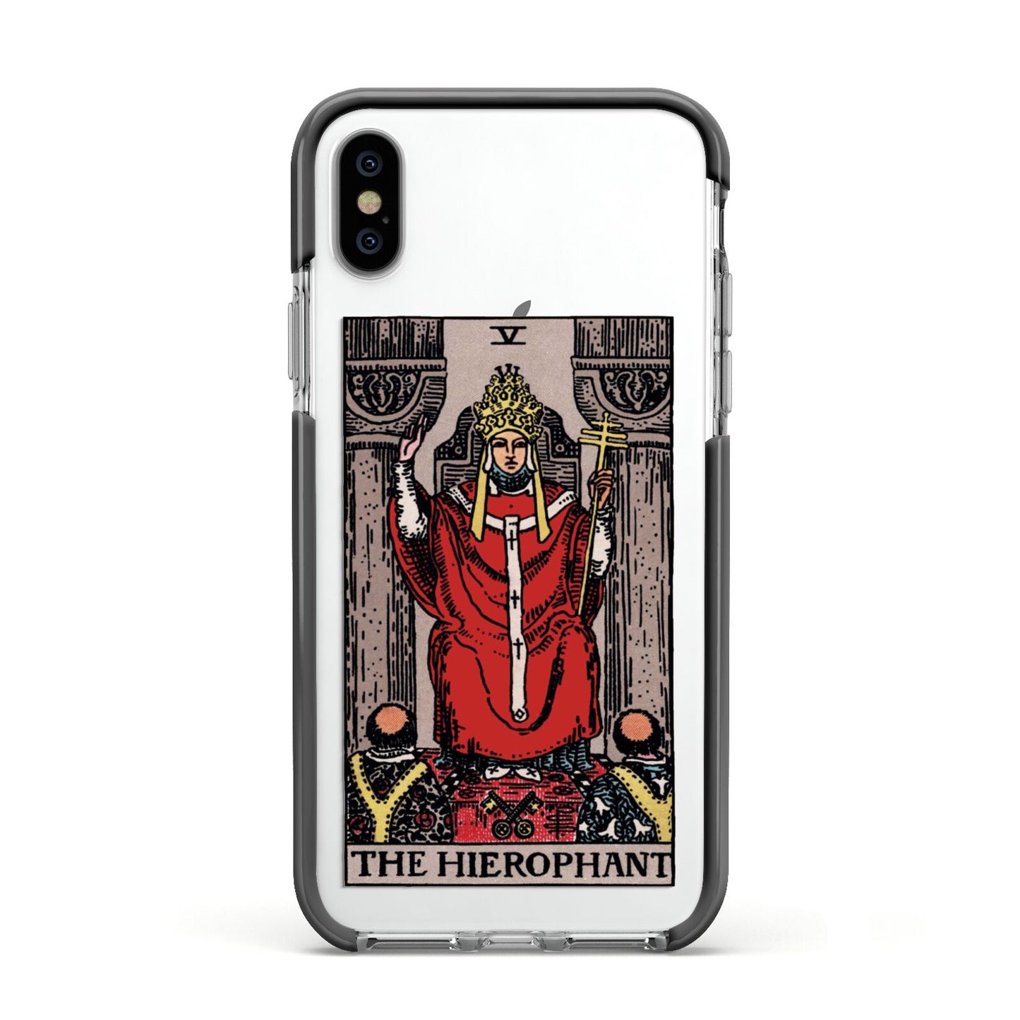 The Hierophant Tarot Card Apple iPhone Xs Impact Case Black Edge on Silver Phone