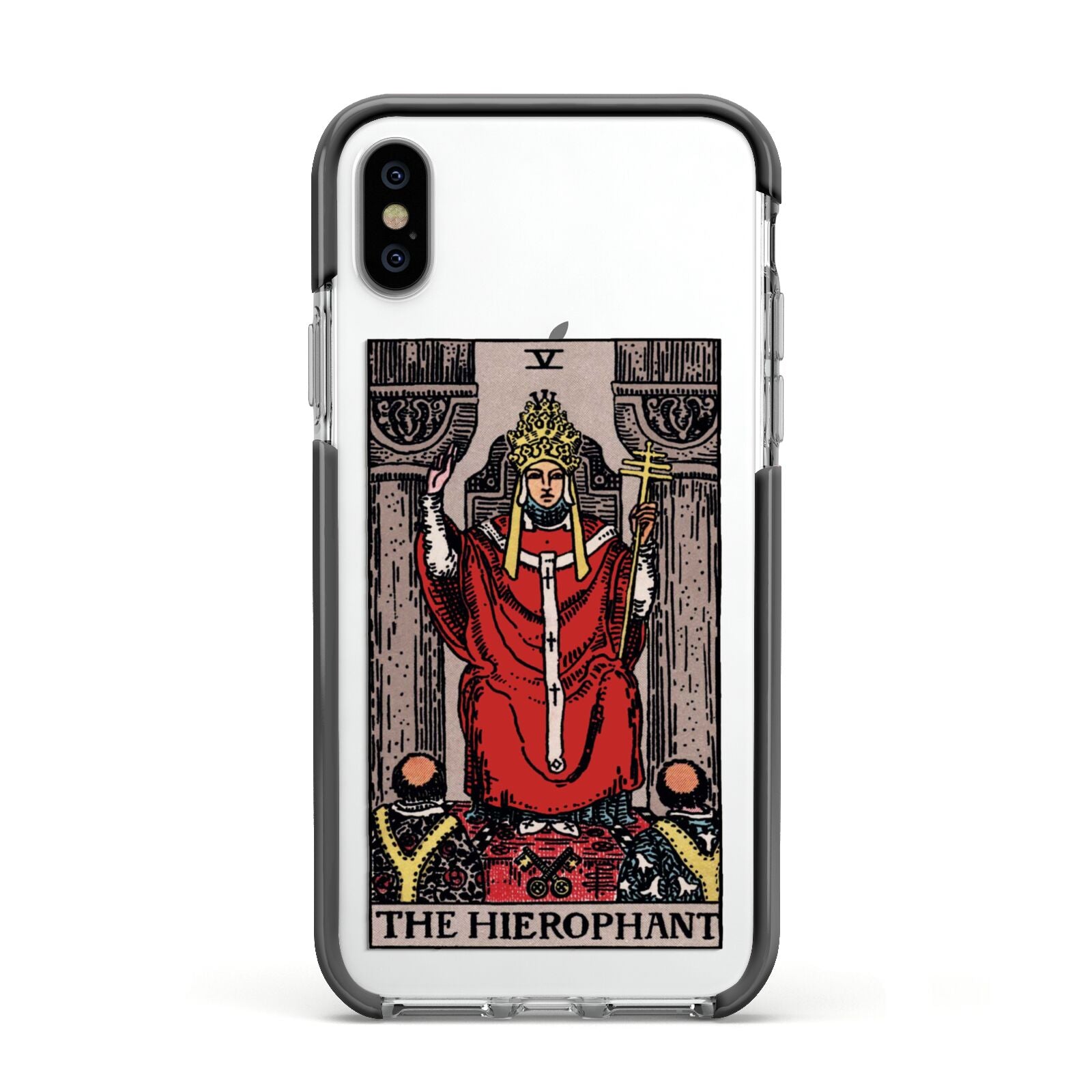 The Hierophant Tarot Card Apple iPhone Xs Impact Case Black Edge on Silver Phone