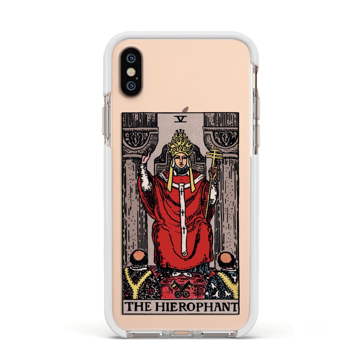 The Hierophant Tarot Card Apple iPhone Xs Impact Case White Edge on Gold Phone