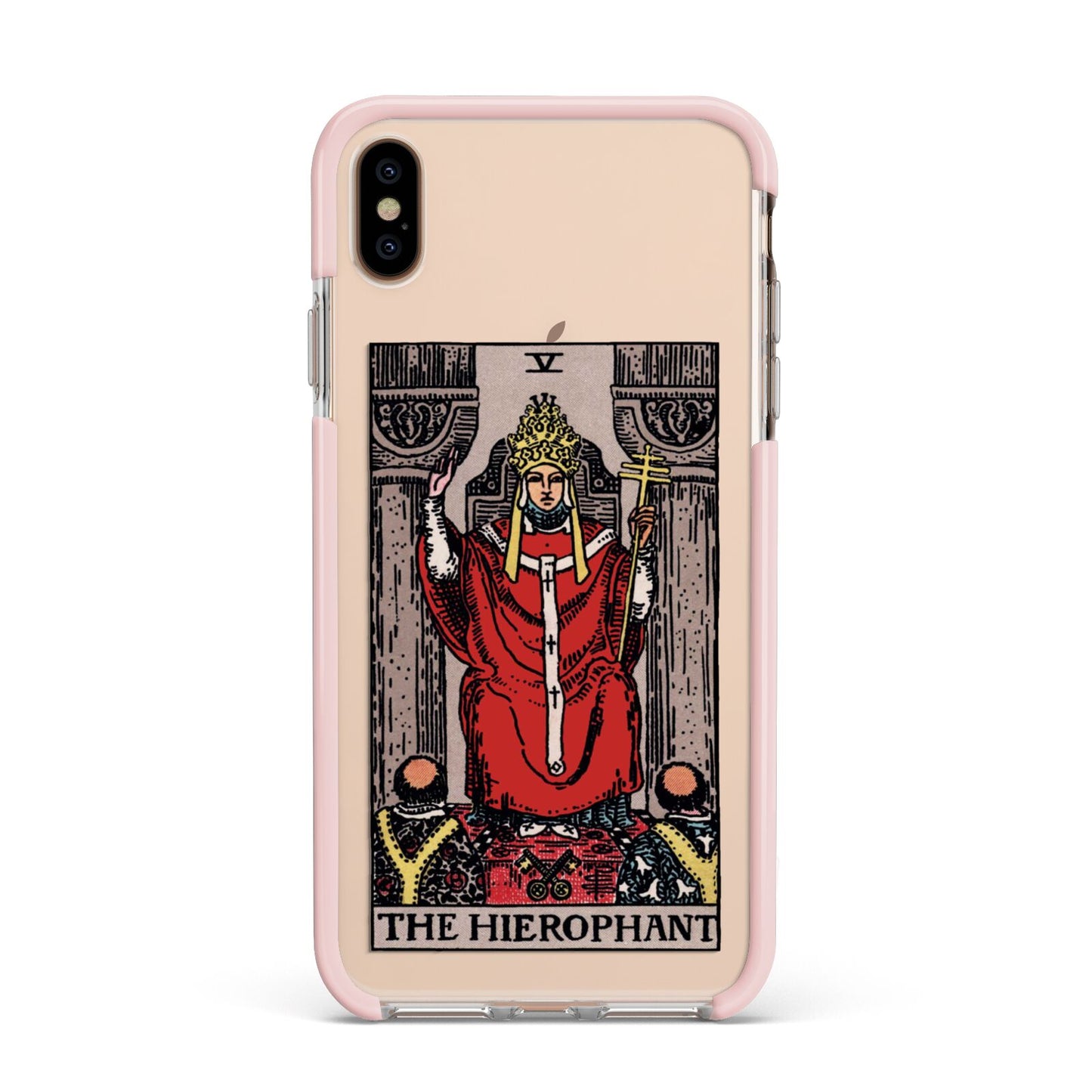 The Hierophant Tarot Card Apple iPhone Xs Max Impact Case Pink Edge on Gold Phone