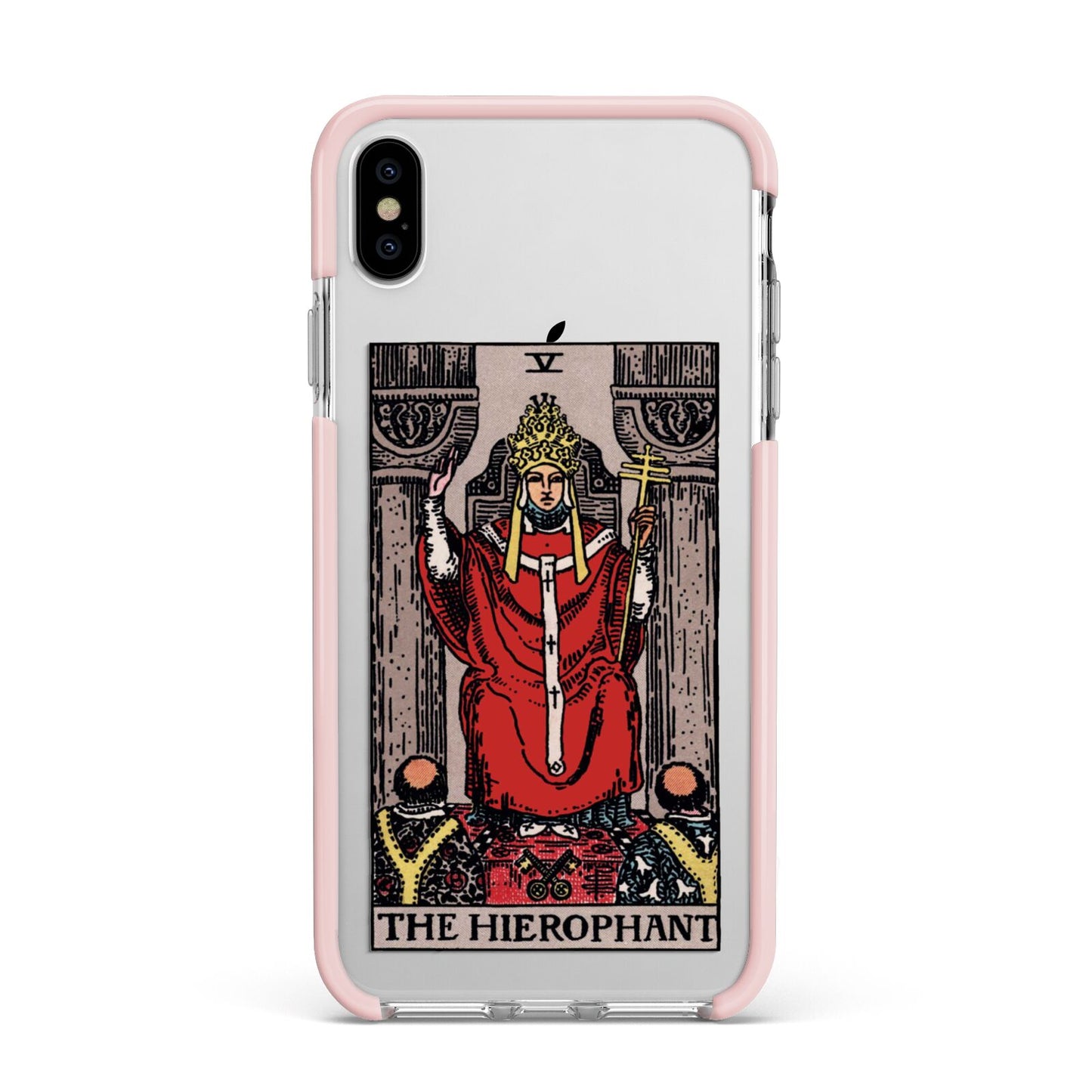 The Hierophant Tarot Card Apple iPhone Xs Max Impact Case Pink Edge on Silver Phone