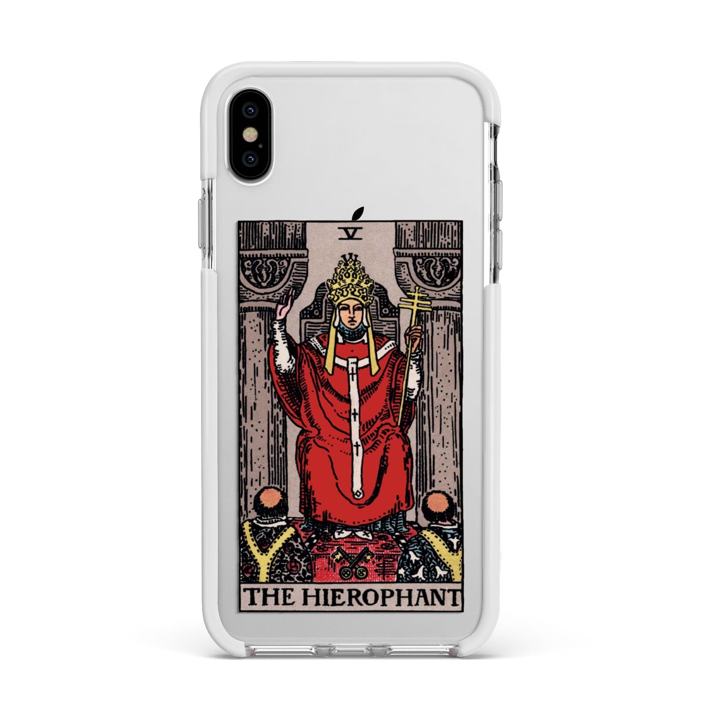 The Hierophant Tarot Card Apple iPhone Xs Max Impact Case White Edge on Silver Phone