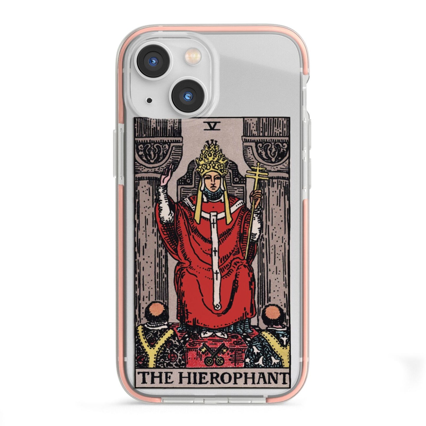 The Hierophant Tarot Card iPhone 13 Mini TPU Impact Case with Pink Edges