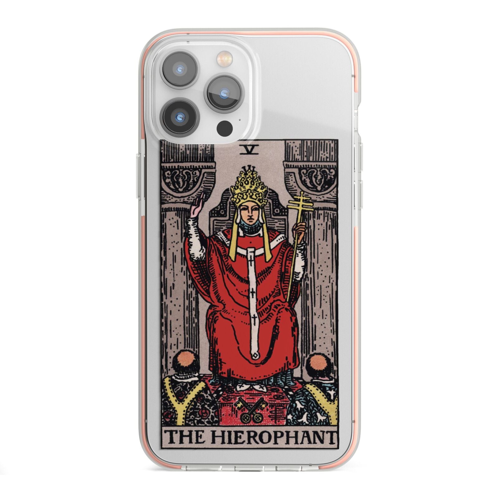 The Hierophant Tarot Card iPhone 13 Pro Max TPU Impact Case with Pink Edges