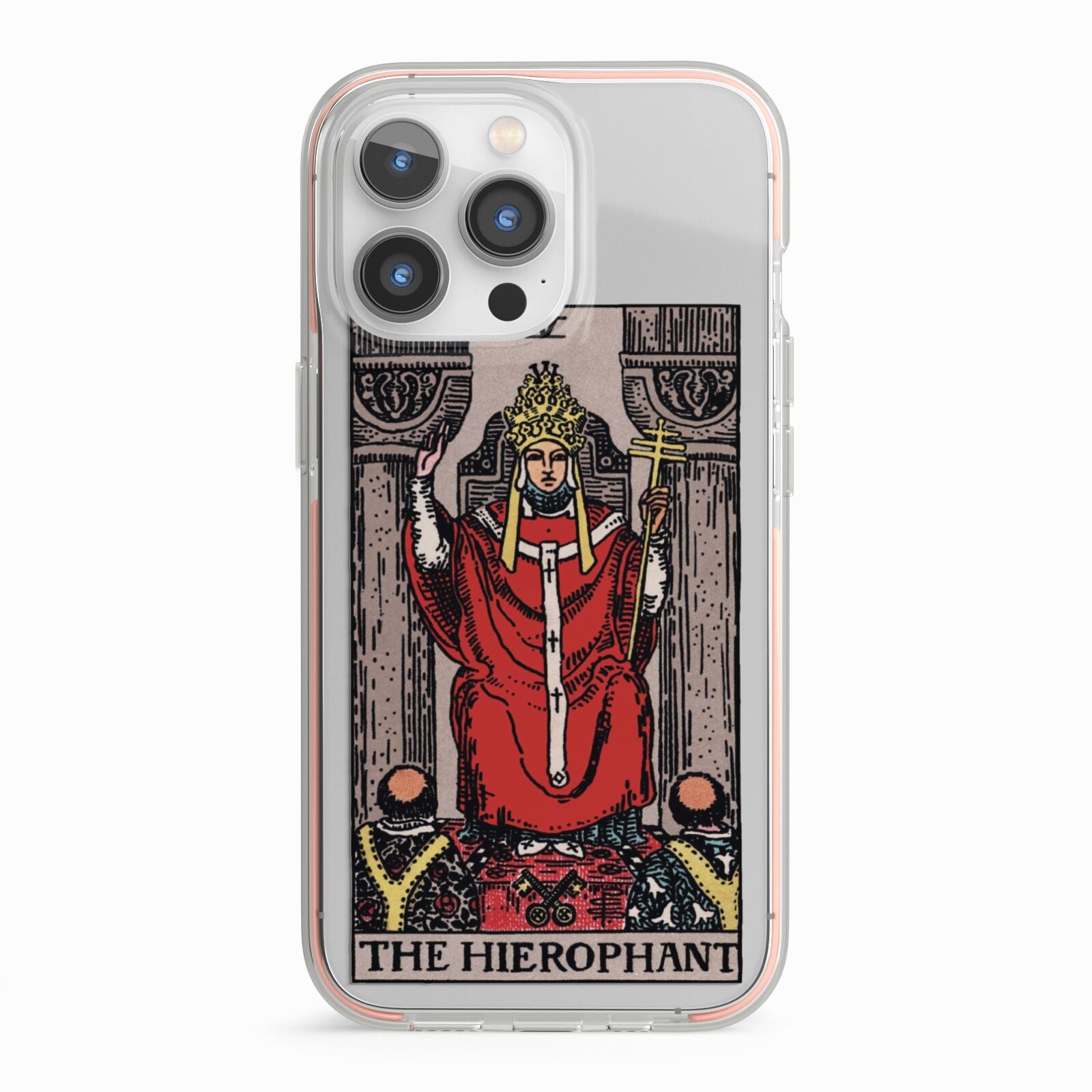 The Hierophant Tarot Card iPhone 13 Pro TPU Impact Case with Pink Edges