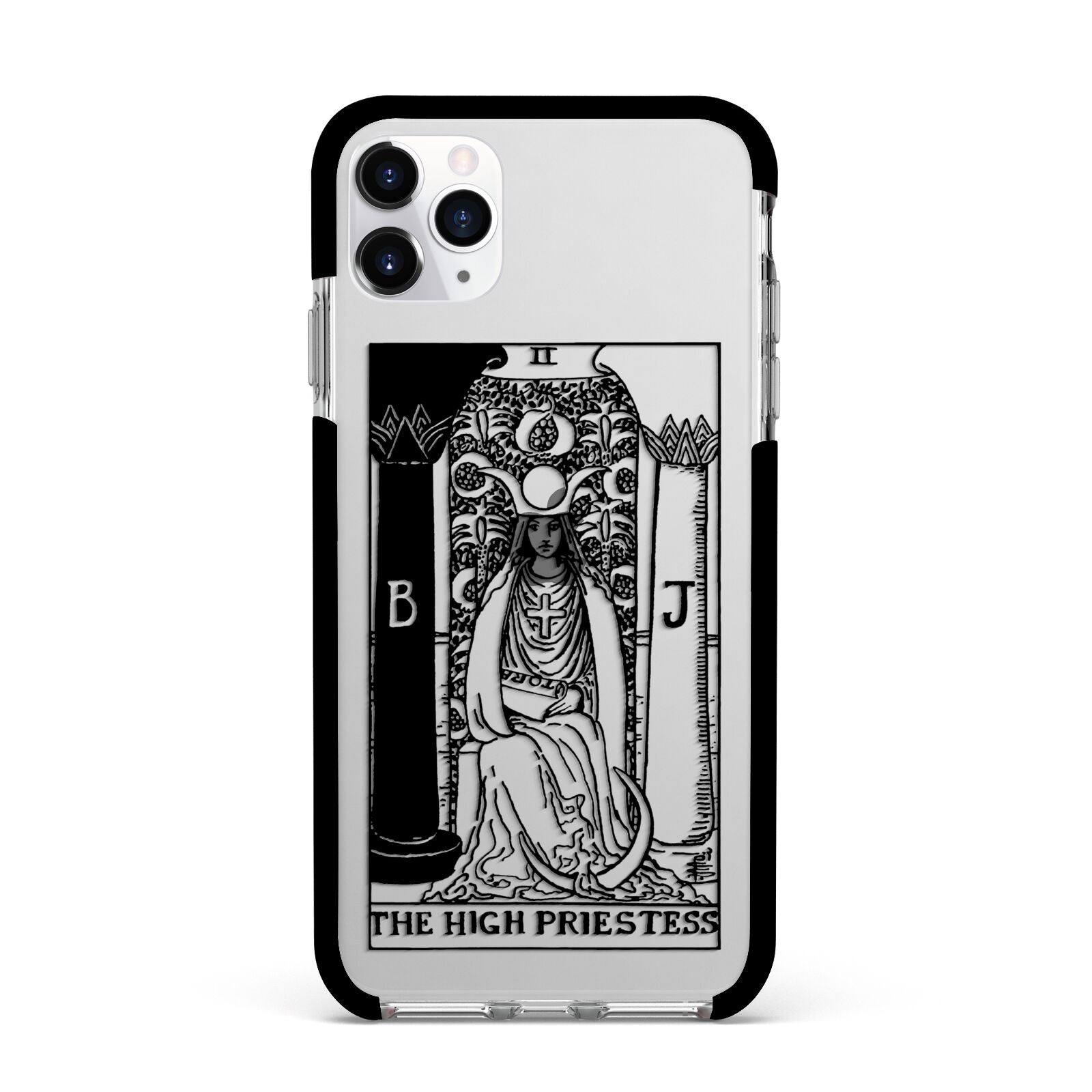 The High Priestess Monochrome Tarot Card Apple iPhone 11 Pro Max in Silver with Black Impact Case