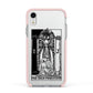The High Priestess Monochrome Tarot Card Apple iPhone XR Impact Case Pink Edge on Silver Phone
