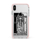 The High Priestess Monochrome Tarot Card Apple iPhone Xs Max Impact Case Pink Edge on Silver Phone