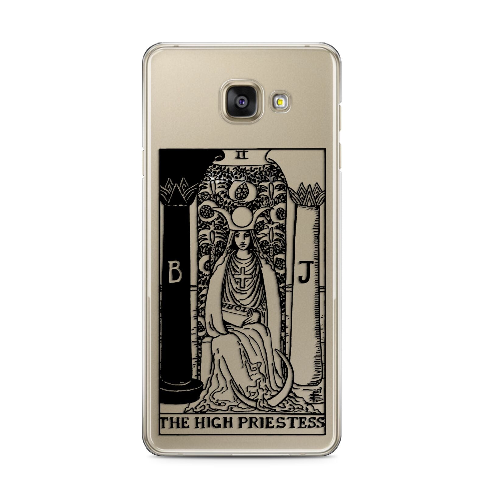The High Priestess Monochrome Tarot Card Samsung Galaxy A3 2016 Case on gold phone