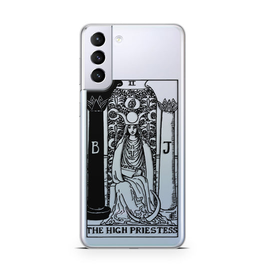 The High Priestess Monochrome Tarot Card Samsung S21 Plus Phone Case