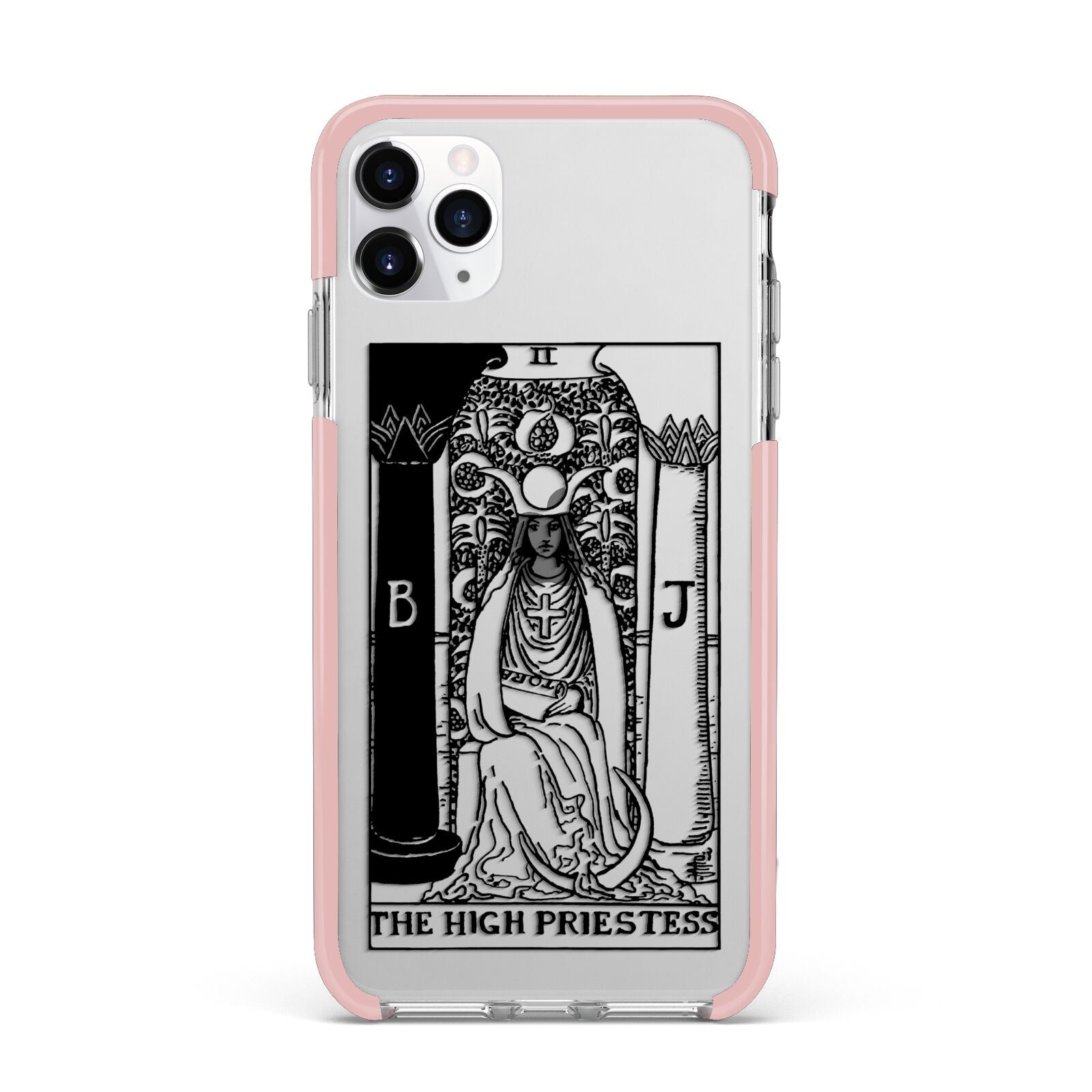 The High Priestess Monochrome Tarot Card iPhone 11 Pro Max Impact Pink Edge Case