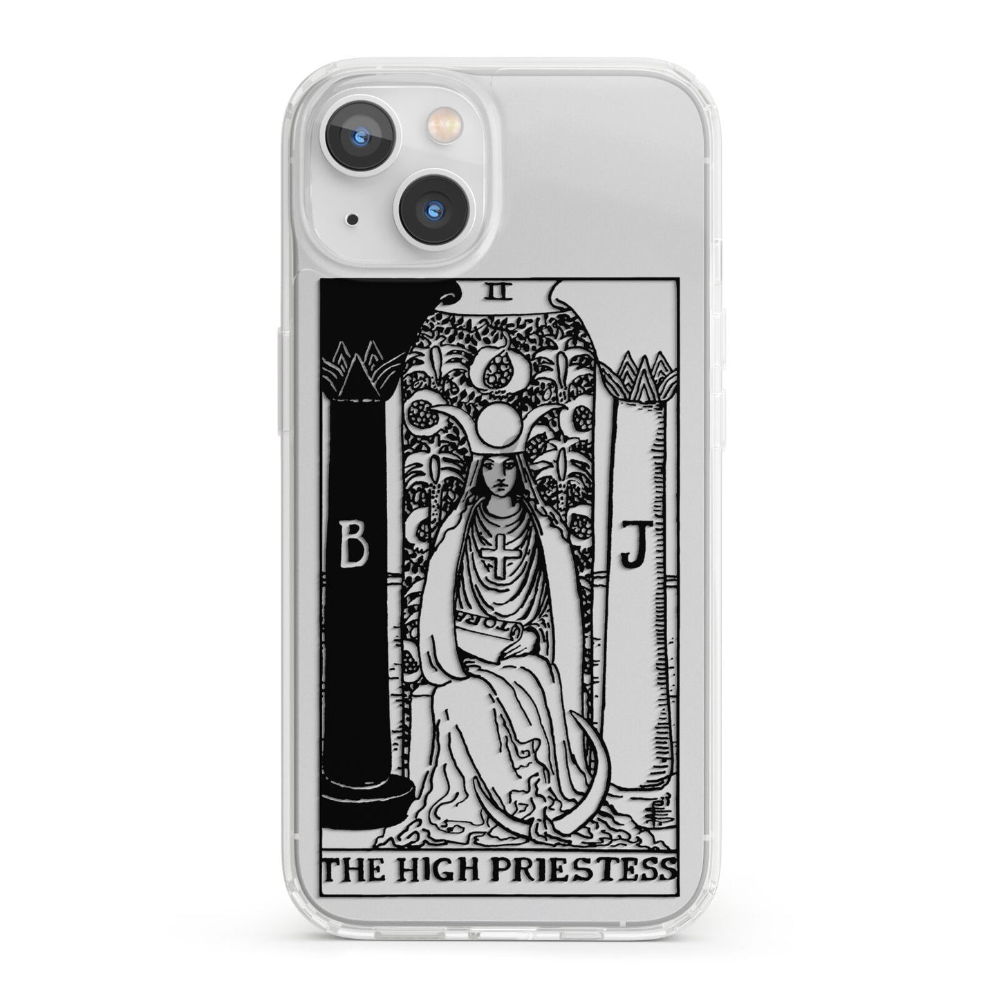 The High Priestess Monochrome Tarot Card iPhone 13 Clear Bumper Case