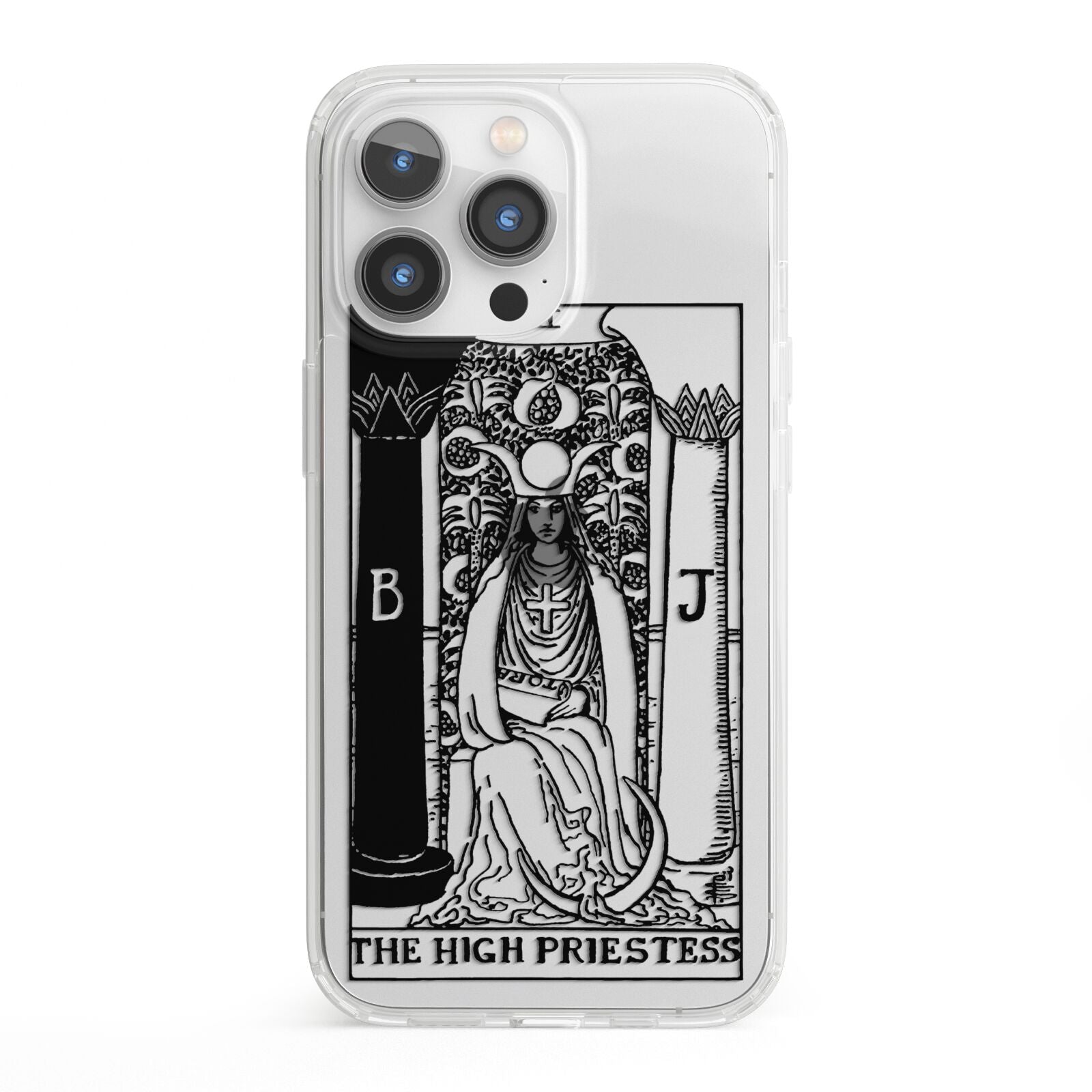The High Priestess Monochrome Tarot Card iPhone 13 Pro Clear Bumper Case