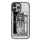 The High Priestess Monochrome Tarot Card iPhone 13 Pro Max Black Impact Case on Silver phone