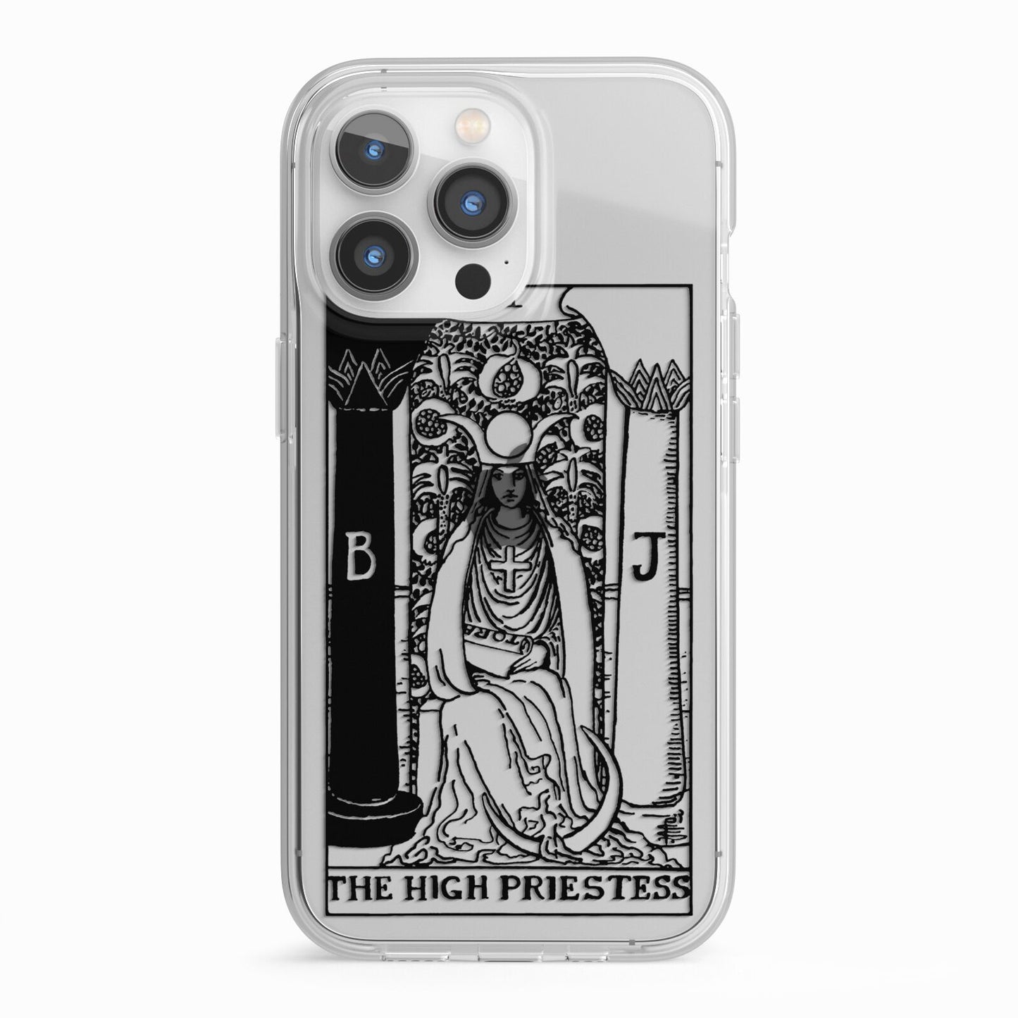 The High Priestess Monochrome Tarot Card iPhone 13 Pro TPU Impact Case with White Edges